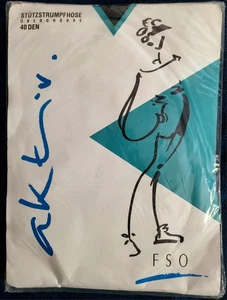 Collant di supporto vintage anni '90 FSO attivo 40 den, taglia VI (52-54), nero, confezione originale - Foto 1 di 2