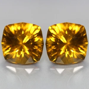 16.30CTS_FANCY CUT MATCHING PAIR_100% NATURAL HONEY GOLDEN YELLOW CITRINE_BRAZIL - Picture 1 of 3