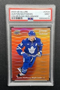2023-24 UD Allure ❄️ Auston Matthews ❄️ Color Flow 🌈 Red Orange PSA 9 Low POP - Picture 1 of 2