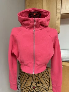 Felpa con cappuccio Lululemon Scuba full zip cropped rosa lampone taglia 6 - Foto 1 di 17