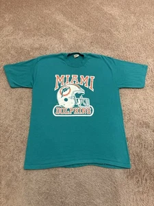  Vintage 1980s Miami Dolphins NFL Single Stitch T-Shirt Size Medium - Picture 1 of 5
