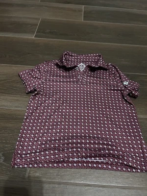 Burlebo Performance Polo Short Sleeve Boys Youth XS (4) Maroon Texas - Image 1 of 4