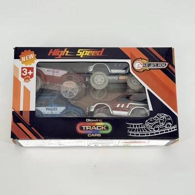 High Speed Glowing Track Cars - Set of 4 - Battery Operated / LED Light Up - Image 1 of 4
