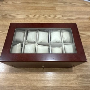 20 Slot Wood Watch Box Case Clear Plastic Top Storage Organizer Box - Picture 1 of 6