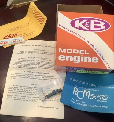 1975 Vintage K & B 35 Series 75 Control Line Model Engine Box ONLY & Parts Paper - Image 1 of 4