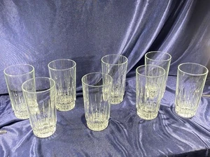 8 Arcoroc Lancer 10oz Tumbler Set Clear Cut Drinking Glasses France (C) - Picture 1 of 9