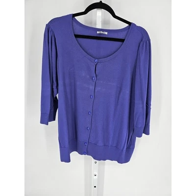 Cárdigan halógeno para mujer púrpura manga larga con botones cuello redondo talla 2X Foto 1 de 4