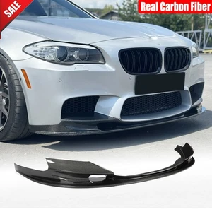 Real Carbon Fiber Front Bumper Lip Spoiler For BMW 5 Series F10 M5 Sedan 2011-16 - Picture 1 of 12