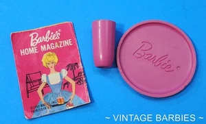Vintage Miss Barbie Doll Go Together Set Purple Dishes & Magazine ~ 1960's - Picture 1 of 4