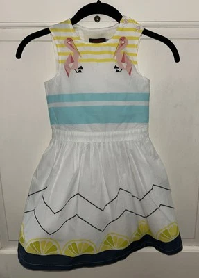 Vestido Catimini Niña Sin Mangas 6 Flamencos Medio Slip 100% Algodón Corte Espalda Foto 1 de 4