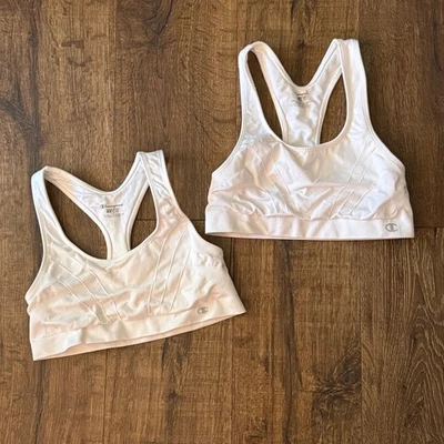 2 Champion Double Dry Athletic Sports Bras Racerback White Size M - Image 1 of 4