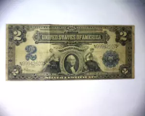 1899 $2 TWO DOLLAR “MINI-PORTHOLE” 🌟SILVER CERTIFICATE🌟 LARGE SIZE NOTE🌟 - Picture 1 of 7