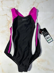 Speedo Girls Infinity Splice One-Piece Swimsuit Thick Strap New Blush Size 8 - Picture 1 of 3