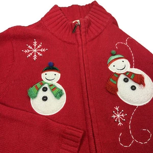 Classic Elements roter Weihnachtspullover Winter Schneemann Full Zip Pullover, Gr. S/C - Bild 1 von 7