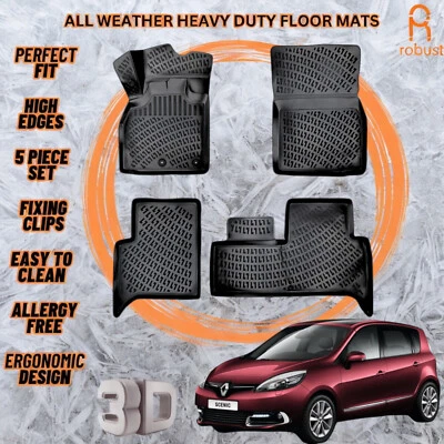 Tapetes moldeados en 3D forros para Renault Scenic 2009-2016 para todas las estaciones trabajo pesado Foto 1 de 4