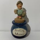 Whimsical Pottery “Bowling Money” Jar With Cork Top - Coin, Bank.