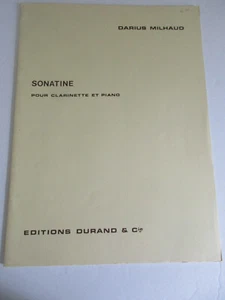 Darius Milhaud Sonatine for Clarinet and Piano Sheet Music Editions Durand - Picture 1 of 4