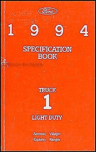 1994 Ford Servizio Specifiche Manuale Ranger Esploratore Aerostar Villager OEM - Immagine 1 di 1