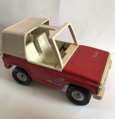 Vintage Tonka Bronco Jeep Truck Car Fits Barbie Doll Red T Top Pressed Steel - Image 1 of 4