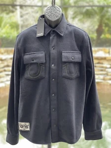 True Religion Polar Fleece Shacket Jacket Men’s M • New w/ Tags Black Streetwear - Picture 1 of 9