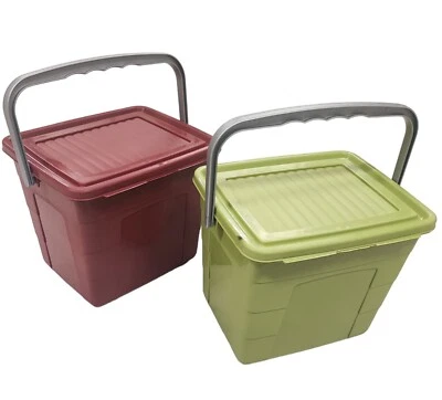 2XWaschmittelbox 4L Waschpulverbox Waschmitteldose Waschmittelbehälter grün rot - Bild 1 von 4