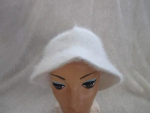 Women's Funktion Wear Brand White Angora One Size Bucket Hat, Preowned, VGC - Picture 1 of 8