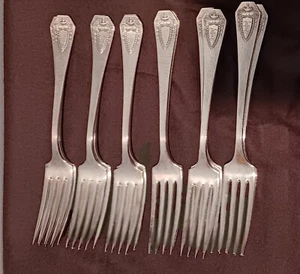 Vintage 1847 Rogers Bros HERALDIC XS Triple plate 1916 Hammered Crest 44 Teile - Bild 1 von 9