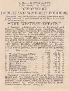 The Westhay House Estate 1914 Axminster Devon, Phillyholme Mill Hawkchurch - Imagen 1 de 1