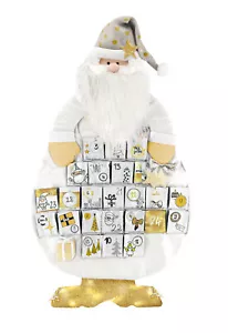 XXL-Adventskalender Weihnachtsmann aus Filz, weiß/gold, Weihnachten, 24-Türchen - Bild 1 von 1