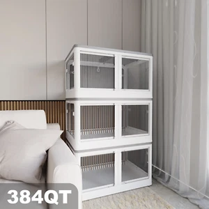 3-Pack Transparent Stackable Storage Bins Folding Large Closet Organizers Box  - Picture 1 of 32