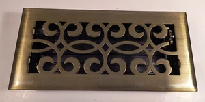Hampton Bay Classic Scroll 4" X 10" Steel Floor Register Antique Brass - Picture 1 of 10