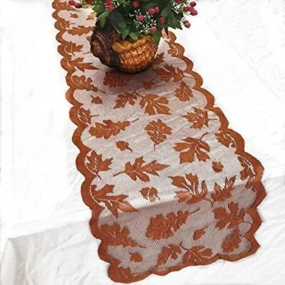 Vintage Embroidered Maple Leaves Lace Tablecloth Table Cover Party Home Decor - Image 1 of 4