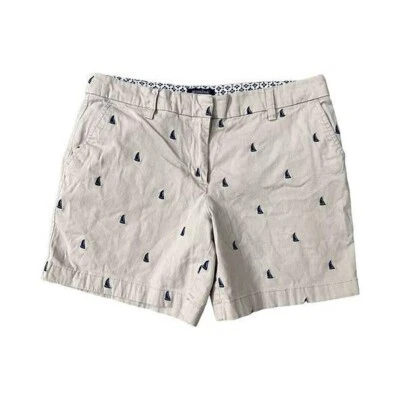 British Khaki Sailboat Print Shorts Preppy Casual Cute Size 6 - Image 1 of 3