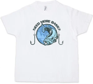 NEED MORE BASS? Kids Boys T-Shirt DJ MC Electro House Redcords Producer Fish Fun - Picture 1 of 1