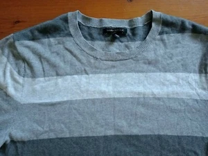 Banana Republic Mens Jumper L Sweater Pullover Knit Cotton Stripes Grey  - Bild 1 von 9
