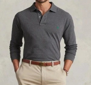 Ralph Lauren Poloshirt grau Baumwolle Langarm Classic Fit Gr. M - Bild 1 von 10