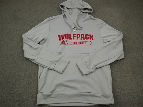 NC State Wolfpack Sweater Men Medium Gray Adidas Long Sleeve Hoodie Pockets M Cover