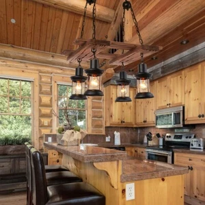 Kitchen Island 4-Light Pendant Lighting Retro Chandelier Hanging Ceiling Lamps - Picture 1 of 11