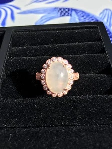 Genuine Icy 5.5ct Jadeite Jade(Type A) 925 Silver/RG Plated Ring SIZE Adjustable - Picture 1 of 12