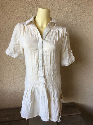 UO Dress 100% Cotton Ecru Urban Outfitters Womens Juniors M Gathered Flounce - Image 1 of 3