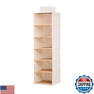 Honey-Can-Do SFT-01003 Hanging Closet Organizer, Bamboo/Canvas, 6-Shelf, 1.5 - Picture 1 of 5