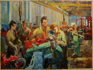 Ukrainian Soviet Oil Painting Portrait working man realism machinist - Picture 1 of 11