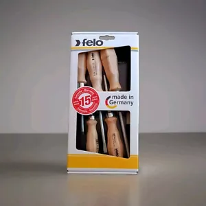 Felo 5pc Wooden Screwdriver Set 22155 Wood Grip Phillips Flat Slot Germany 335 - Picture 1 of 1