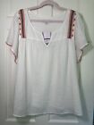 NWT New Direction Women?s Gauze 2X Boho Top With Embroidery 