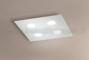 FLET PLAFONIERA QUADRATA PICCOLA IN ALLUMINIO SATINATO BIANCO 4 LUCI - Imagen 1 de 1