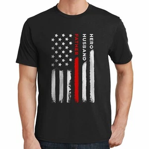 Hero, Husband, Father - Thin Red Line T Shirt 02710 - Picture 1 of 40