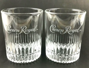 Crown Royal Lot of 2 Whiskey Rocks Lowball Cocktail Drinking Glass Clear Ribbed - Bild 1 von 10