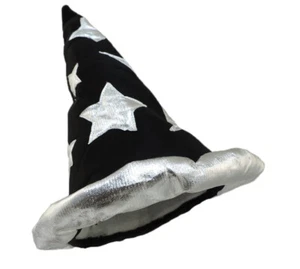 Celestial Wizard Sorcerer BLACK & SILVER Pointed Magical Witch Hat - Picture 1 of 3