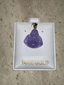 Purple Laughing Buddha Jade Pendant (14K) - Picture 1 of 8