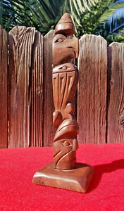 WILLIAM DENNIS - NWC Totem Pole - Yellow Cedar - 10" x 3" - NOOTKH - OHIAHT BAND - Picture 1 of 6